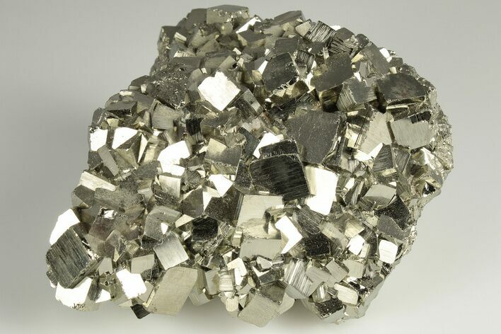 Gleaming Cubic Pyrite Crystal Cluster - Peru #202965